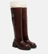 Jimmy Choo Tamsin Wool And Leather Knee-high Boots In Brown