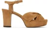 Jimmy Choo Tan Heloise 80 Heeled Sandals In Biscuit