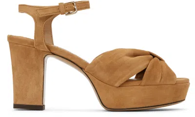 Jimmy Choo Tan Heloise 80 Heeled Sandals In Biscuit