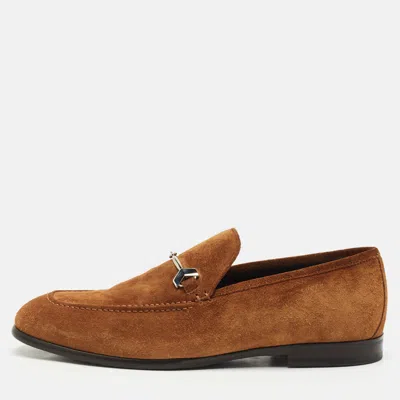 Pre-owned Jimmy Choo Tan Suede Slip On Loafers Size 42.5