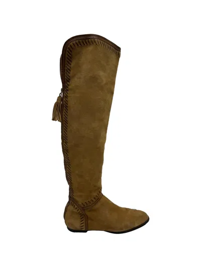 Pre-owned Jimmy Choo Tassel Accent Knee-high Boots In Brown