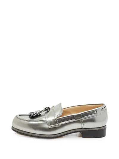 Pre-owned Jimmy Choo Tassel Leather Loafers In Silver