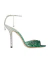 Jimmy Choo Women's Saeda 100 Sandals With Degradé Crystals In Green