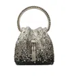 Jimmy Choo Bon Bon Crystal-embellished Satin Top-handle Bag In Black