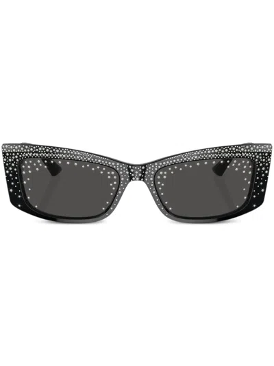 Jimmy Choo Tatum Crystal-embellished Sunglasses In Black