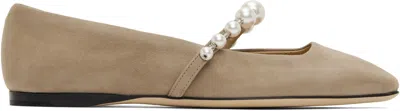 Jimmy Choo Taupe Ade Ballerina Flats In Taupe/white