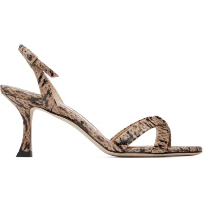 Jimmy Choo Taupe Elsy 70 Kigali Snake Printed Heeled Sandals In Multi