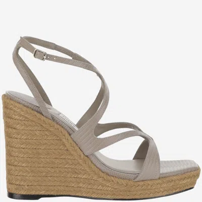 Jimmy Choo Taupe Leather Wedges