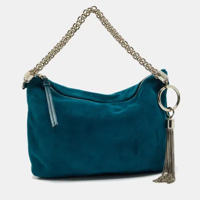 Pre-owned Jimmy Choo Teal Green Suede Callie Clutch Bag