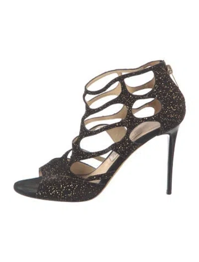 Pre-owned Jimmy Choo Terry Cloth Printed Gladiator Sandals In Multi