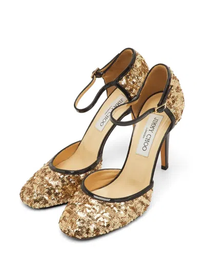Pre-owned Jimmy Choo Tessa Heeled Pumps In Gold