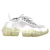 Jimmy Choo The Diamond Sneakers In Silver And White Leather In White
