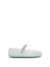 Jimmy Choo Light Green Jelly Ballet Flats With Crystal In Blue