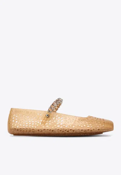Jimmy Choo The Jelly Ballet Flats In Sand