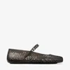 Jimmy Choo The Jelly Transparent Black Ballet Flats With Crystals In Black