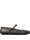 Jimmy Choo The Jelly Transparent Black Ballet Flats With Crystals Women In Black