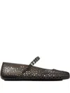 Jimmy Choo The Jelly Transparent Black Ballet Flats With Crystals Women In Black