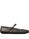 Jimmy Choo The Jelly Transparent Black Ballet Flats With Crystals Women In Black