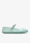 Jimmy Choo The Jelly Crystal Embellished Ballet Flats In Green