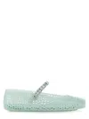 Jimmy Choo Light Green Jelly Ballet Flats With Crystal In Green