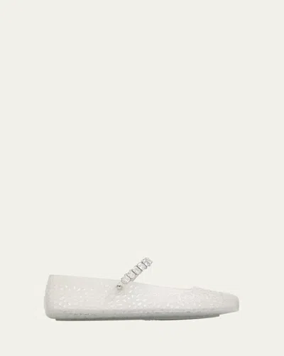 Jimmy Choo The Jelly Glitter Crystal-strap Ballerina Flats In Silver