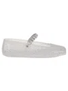 Jimmy Choo Clear Jelly Ballerina Flats With Crystal Embellishment In Silver
