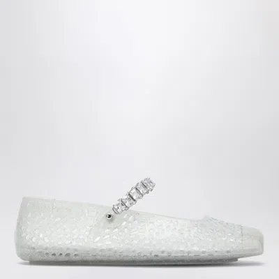 JIMMY CHOO JIMMY CHOO THE JELLY TRANSPARENT BALLET FLATS WITH CRYSTALS