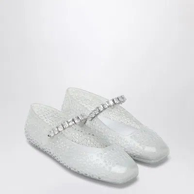 Jimmy Choo The Jelly Transparent Ballet Flats With Crystals