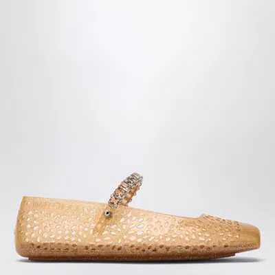 JIMMY CHOO JIMMY CHOO THE JELLY TRANSPARENT BEIGE BALLET FLATS WITH CRYSTALS