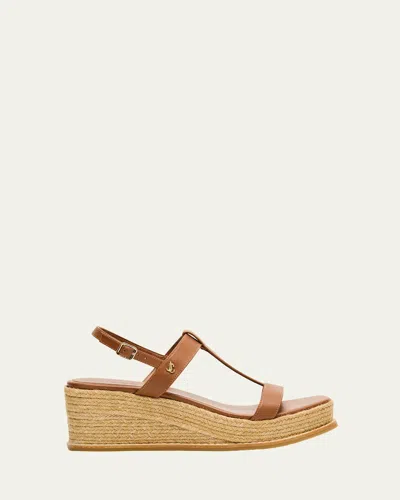 Jimmy Choo Theia 60 Leather Wedge Sandals In Beige