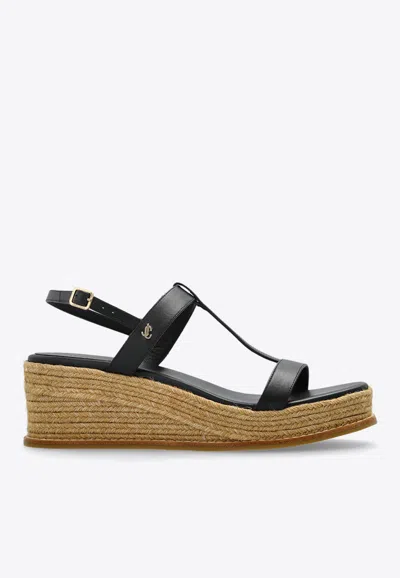 Jimmy Choo Theia 60 Wedge Sandals In Black