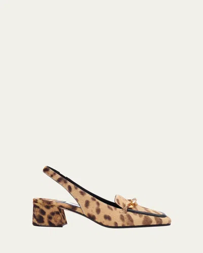 Jimmy Choo Tilda Chain Calf Hair Loafer Pumps In Natural