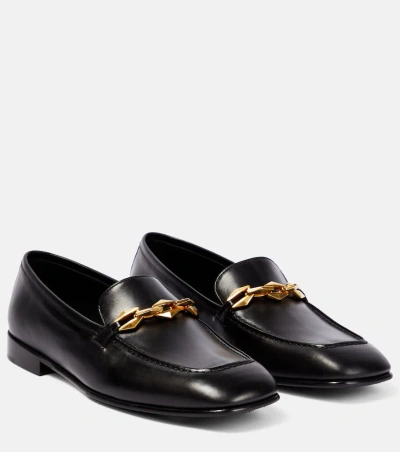 Jimmy Choo Tilda Leather Loafers In Black