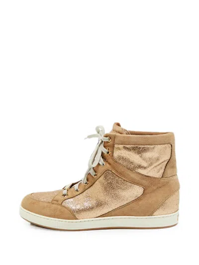 Pre-owned Jimmy Choo Tokyo High-top Sneakers In Neutral