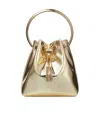 Jimmy Choo Shiny Mirror-effect Bon Bon Bag With Chain Drawstring And Metal Handle In Nude