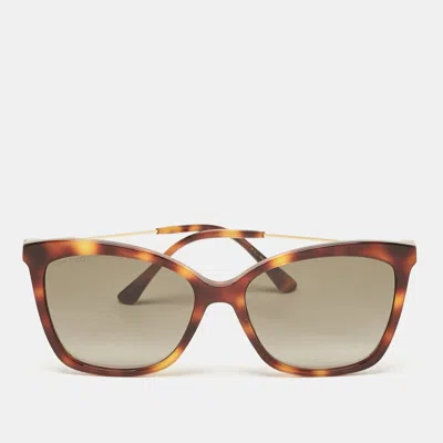 Pre-owned Jimmy Choo Tortoise Brown Gradient Maci/s Crystal Cat Eye Sunglasses