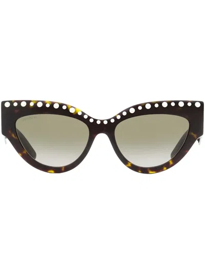 Jimmy Choo Tortoiseshell-effect Cat-eye Sunglasses In Braun