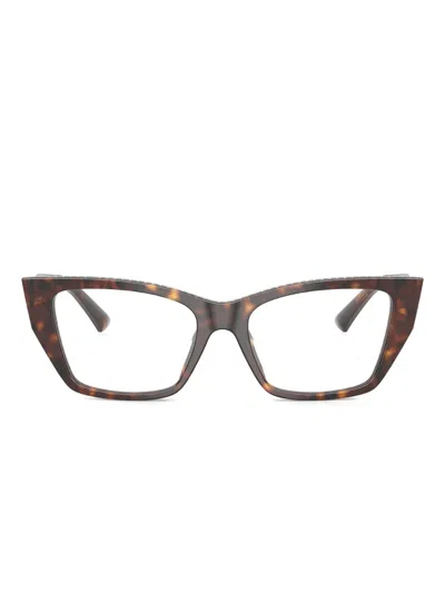 Jimmy Choo Tortoiseshell Geometric Glasses In Brown