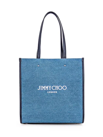 Jimmy Choo Tote Bag M In Denim/navy/white/silver