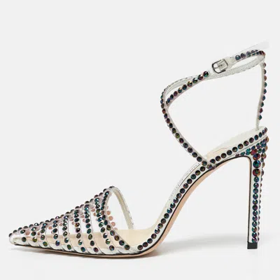 Pre-owned Jimmy Choo Transparent Pvc Crystal Embellished Tamai Sandals Size 37.5