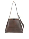 Jimmy Choo Trapezoidal Brown Leather Handbag With Adjustable Shoulder Strap In Brown
