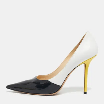 Pre-owned Jimmy Choo Tricolor Leather Love 100 Pointed Toe Pumps Size 40 In Black