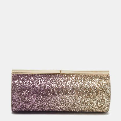 Pre-owned Jimmy Choo Trinket Degrade Purple/gold Glitter Clutch