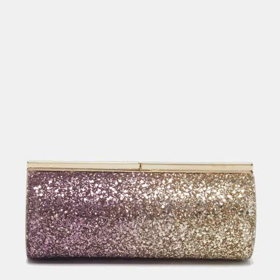 Jimmy Choo Trinket Degrade Purple/gold Glitter Clutch