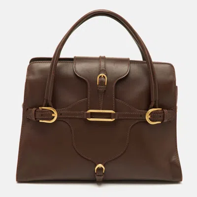 Pre-owned Jimmy Choo Tulita Brown Leather Tote