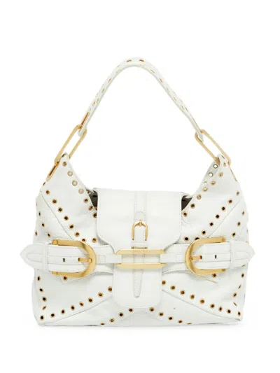 Pre-owned Jimmy Choo Tulita Eyelet Shoulder Bag In White