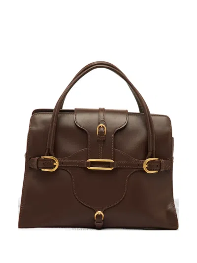 Pre-owned Jimmy Choo Tulita Leather Tote Bag In Brown