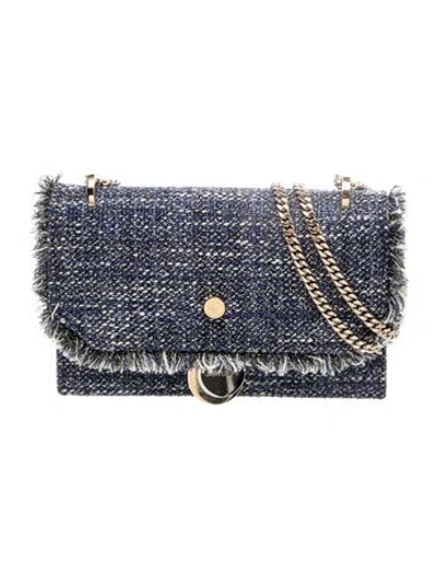 Pre-owned Jimmy Choo Tweed Shoulder Bag In Blue