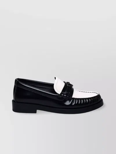 Ferragamo Leather Loafers In Black