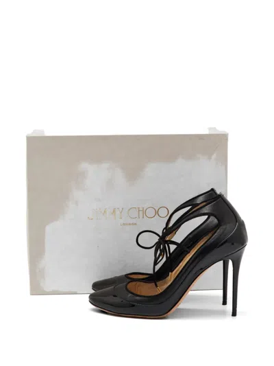 Pre-owned Jimmy Choo Tyler Tie-detail Heeled Pumps In Black